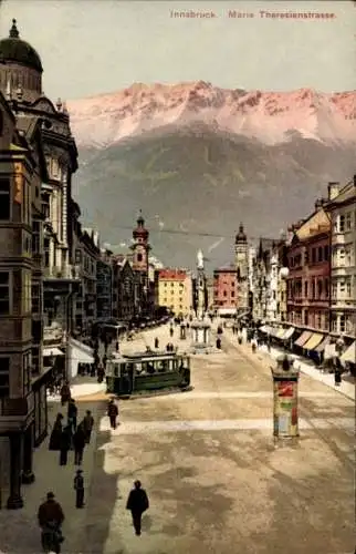 Ak Innsbruck in Tirol, Maria Theresienstraße, Straßenbahn