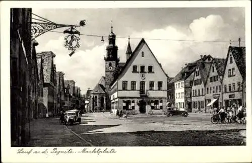 Ak Lauf an der Pegnitz in Mittelfranken Bayern, Marktplatz, Kirche, Rathaus