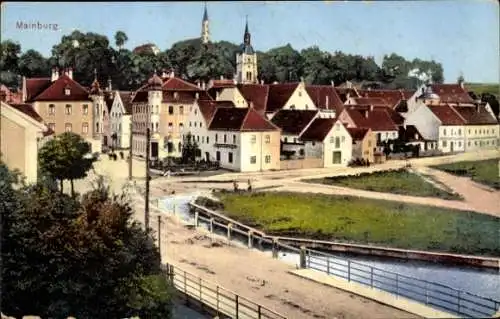 Ak Mainburg in Niederbayern, Blick auf Stadt und Kirche