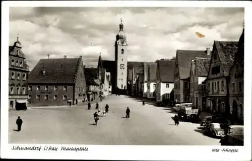 Ak Schwandorf im Oberpfälzer Wald Bayern, Marktplatz