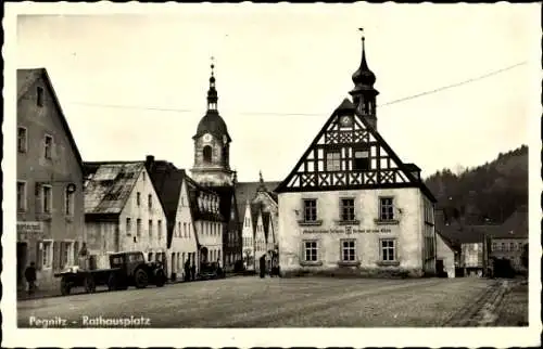 Ak Pegnitz in Oberfranken, Rathausplatz, Fachwerkhaus