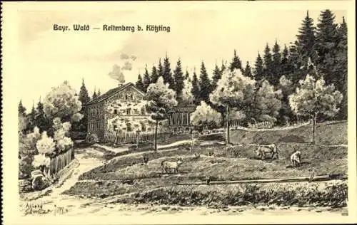 Ak Bad Kötzting im Bayerischen Wald, Reitenberg, Kühe