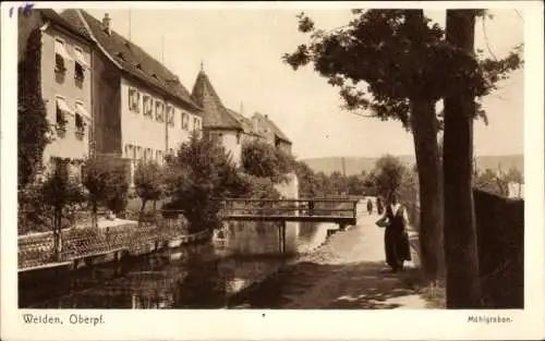 Ak Weiden in der Oberpfalz, Mühlgraben, Brücke