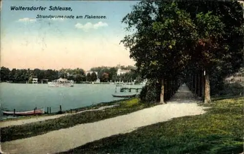 Ak Woltersdorf bei Berlin, Woltersdorfer Schleuse, Flakensee, Strandpromenade, Teilansicht