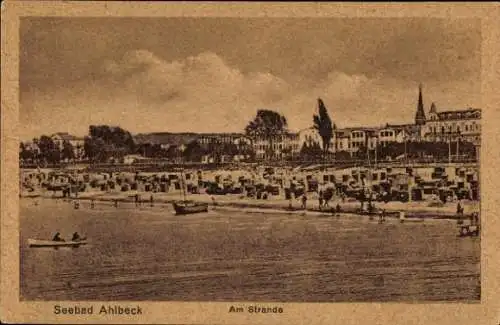 Ak Ostseebad Ahlbeck auf Usedom, Strand, Teilansicht