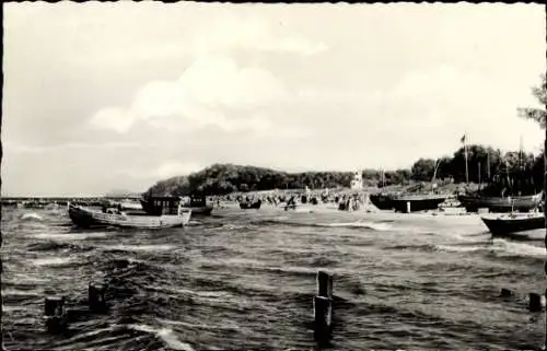 Ak Kölpinsee Loddin Usedom, Blick auf den Strand, Boot Condor