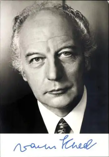 Ak Politiker Walter Scheel, Bundespräsident, Portrait, Autogramm