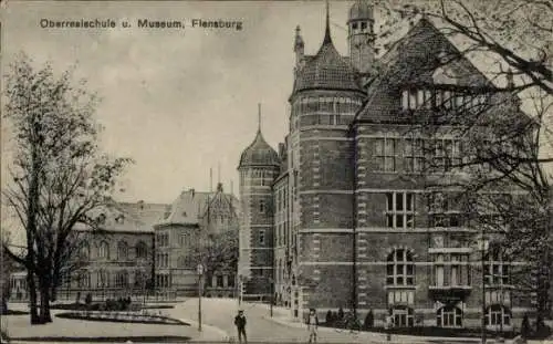 Ak Flensburg in Schleswig Holstein, Oberrealschule, Museum