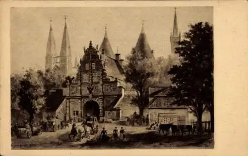 Ak Hansestadt Lübeck, Äußeres Holstentor 1850