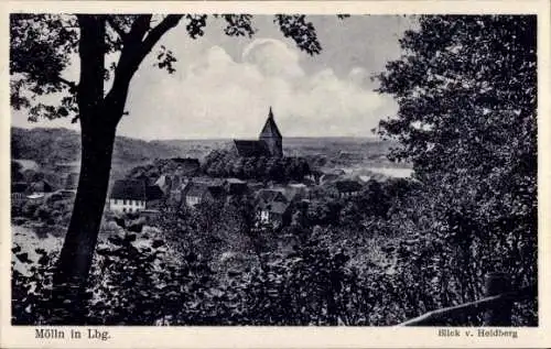 Ak Mölln im Herzogtum Lauenburg, Blick vom Heidberg, Kirche