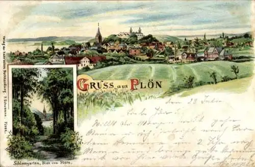 Litho Plön am See Holstein, Panorama, Schlossgarten, Stern