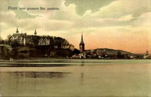 Ak Plön am See Holstein, Blick vom großen See