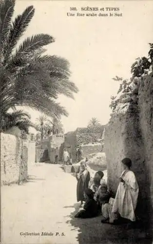 Ak Maghreb, Arabische Kinder, Palmen, Straße