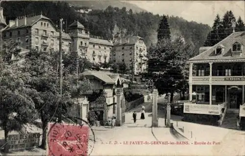 Ak Le Fayet Saint Gervais les Bains Haute Savoie, Entree du Parc