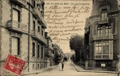 Ak Villers sur Mer Calvados, Rue de Strasbourg