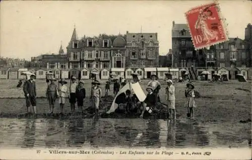 Ak Villers sur Mer Calvados, Les Enfants sur la Plage