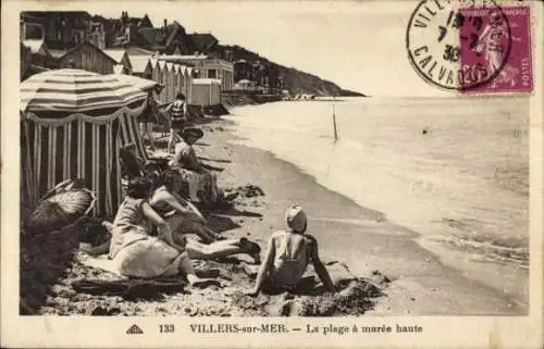 Ak Villers sur Mer Calvados, La plage a maree haute