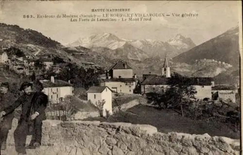 Ak Villarodin-Bourge Savoie, Panorama, Les Forts de Lesseillon, Le Mont Froid