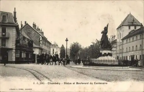 Ak Chambery Savoie, Statue et Boulevard du Centenaire