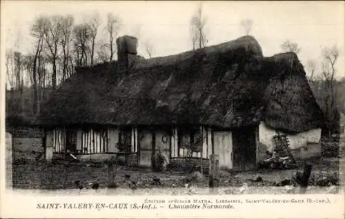 Ak Saint Valery en Caux Seine Maritime, Chaumiere Normande
