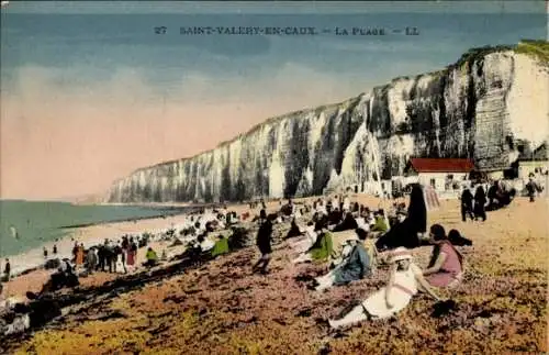 Ak Saint Valery en Caux Seine Maritime, Strand