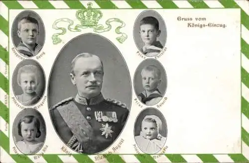Ak König Friedrich August III. von Sachsen und seine Kinder, Kronprinz Georg, Prinz Christian
