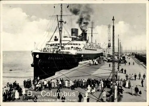 Ak Dampfschiff Columbus, Norddeutscher Lloyd Bremen, Columbuspier Bremerhaven