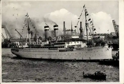 Ak Dampfer Oceana, Hamburg Amerika Linie, im Hafen