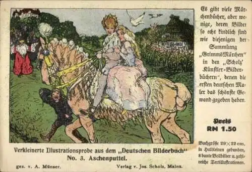 Künstler Ak Münzer, A., Aschenputtel, Illustrationsprobe aus dem Deutschen Bilderbuch