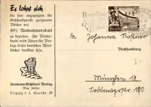 Ak Hermann Eichblatt Verlag Leipzig, Max Zedler, Bücher, Perbandt, Georg Rendl, Agnes Miegel