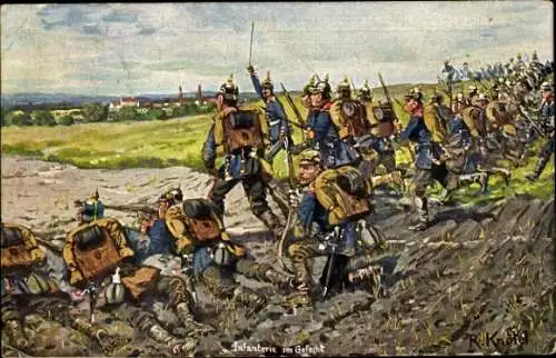 Künstler Ak Knötel, R., Infanterie im Gefecht, Deutscher Kriegerbund