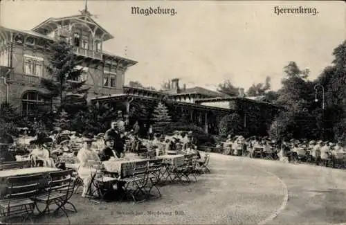 Ak Herrenkrug Magdeburg, Partie am Parkrestaurant, Fritz Penz