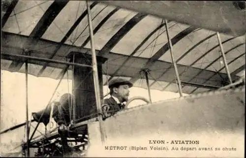 Ak Lyon Aviation, Métrot, Doppeldecker Voisin, Abflug vor seinem Absturz