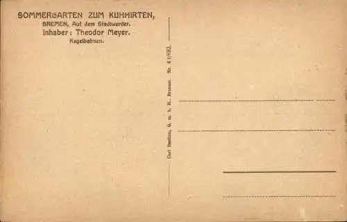 Ak Hansestadt Bremen, Sommergarten Zum Kuhhirten, auf dem Stadtwerder