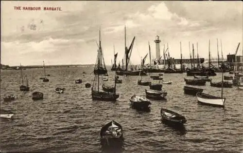 Ak Margate Kent England, Hafen, Leuchtturm