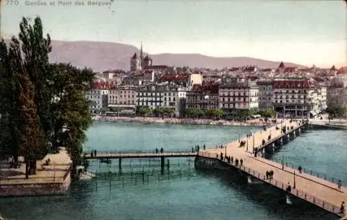 Ak Genève Genf Schweiz, Teilansicht, Pont des Bergues