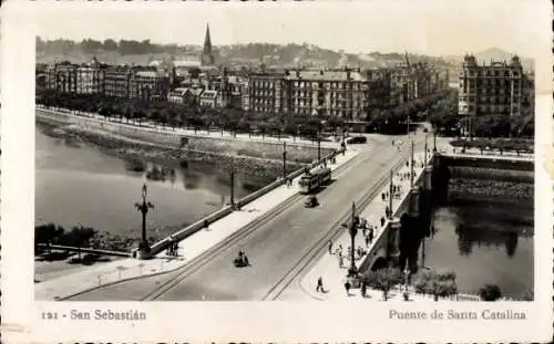 Ak Donostia San Sebastián Baskenland, Santa-Catalina-Brücke