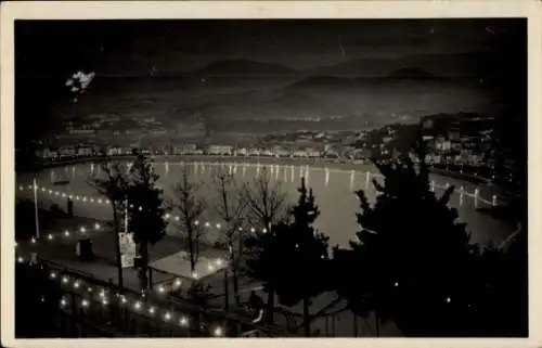 Ak Donostia San Sebastián Baskenland, Igueldo Recreation Park bei Nacht