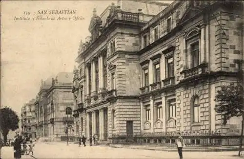 Ak Donostia San Sebastián Baskenland, Institut und Schule für Kunst und Handwerk