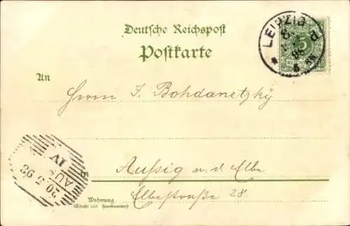 Litho Leipzig, Sächsisch Thüringische Industrie und Gewerbeausstellung 1897, Trachten, Dorf