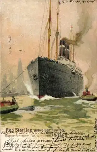 Künstler Litho Cassiens, Dampfer Finland, Red Star Line