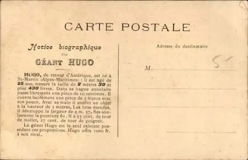 Ak Hugo, le plus grand des Geants existant sur terre