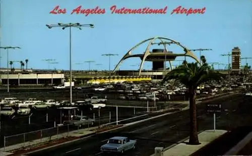 Ak Los Angeles Kalifornien USA, Internationaler Flughafen, Parkplatz, Palme