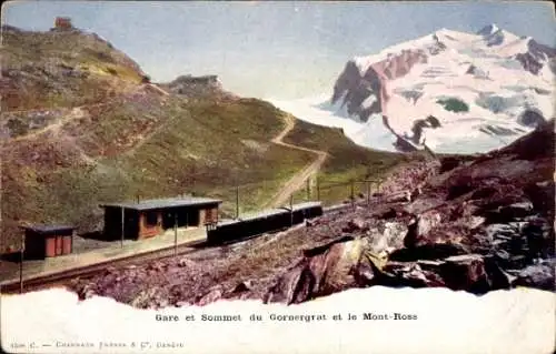 Ak Zermatt Kanton Wallis, Gornergrat, Gare et Sommet, Train, Mont Rose, Monte Rosa