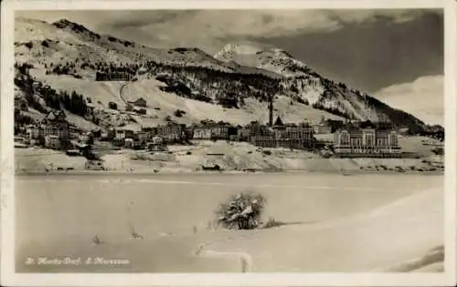 Ak Sankt Moritz Dorf Kanton Graubünden, Winter, Panorama, Murezzan