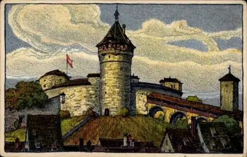 Künstler Ak Schaffhausen am Rhein Schweiz, Munot Festung