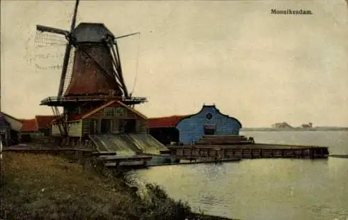 Ak Monnickendam Waterland Nordholland Niederlande, Windmühle