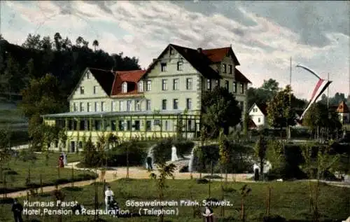 Ak Gößweinstein in Oberfranken, Kurhaus Faust, Hotel, Pension, Restauration, Garten