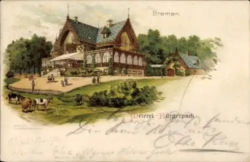 Litho Hansestadt Bremen, Meierei im Bürgerpark