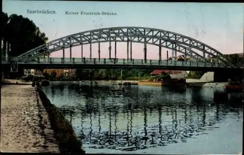 Ak Saarbrücken im Saarland, Kaiser Friedrich Brücke